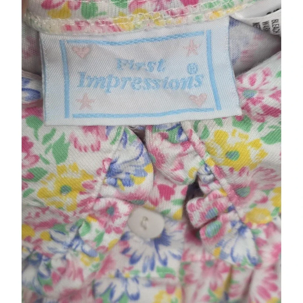 Vintage First Impressions Baby Girl Romper Ditsy Floral 3‐6MO Ruffle Pocket Snap
